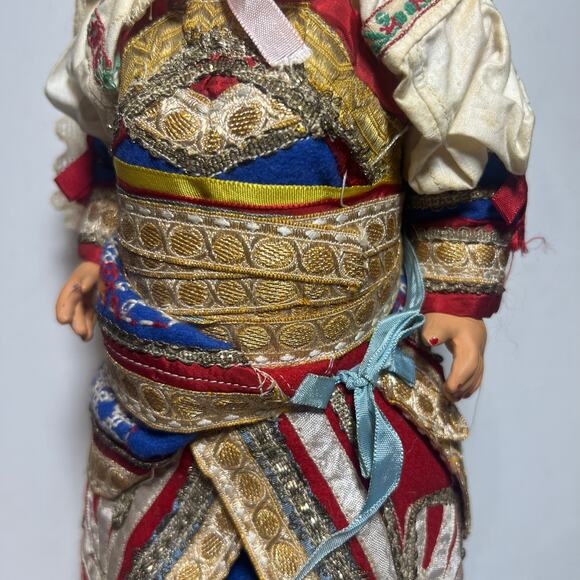 Vintage 30s Eastern European Dressed Composition Doll 17 Inches Bride Jointed - Picture 6 of 16